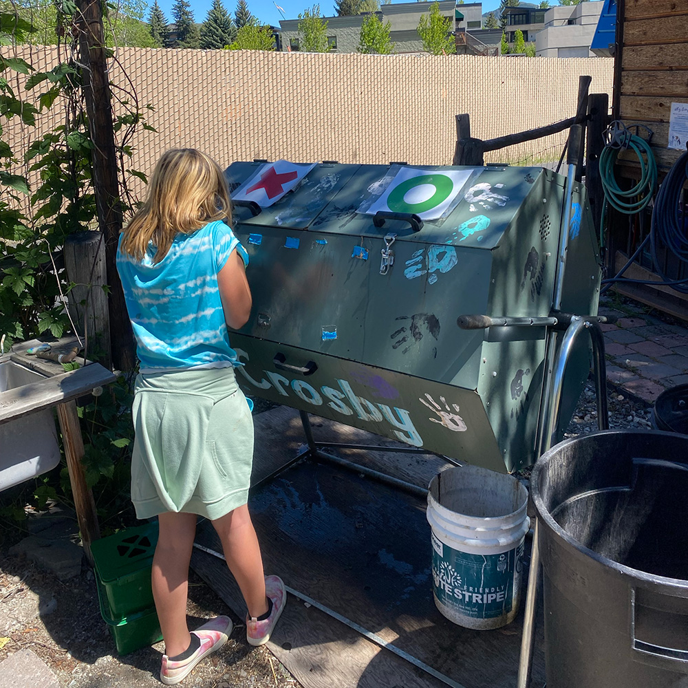 Composting at Wood River Valley Schools during School Food Month.